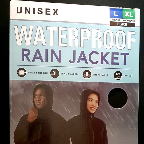 32 Degrees Cool Unisex UPF 50+ Waterproof Rain Jacket, Black Men's L/Ladies XL - Picture 1 of 6